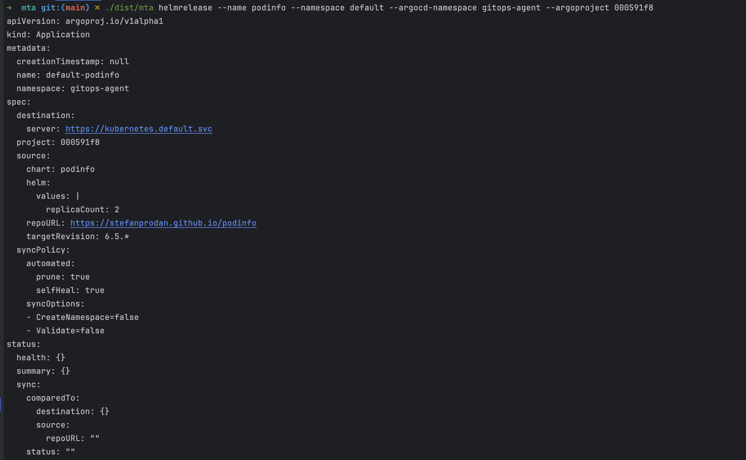 Generated ArgoCD Application